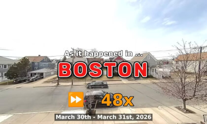 ⏩ Daily Time Lapse of the Boston Weather 180° 4k Street Cam Stream March 30th - March 31st 2026 (48x) [Beta]