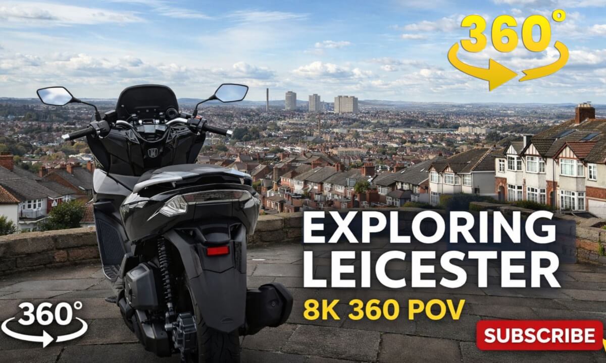 8K 360° POV | Relaxing City Ride in Leicester UK | Honda PCX 125