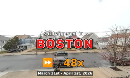 ⏩ Daily Time Lapse of the Boston Weather 180° 4k Street Cam Stream March 31st - April 1st 2026 (48x) [Beta]
