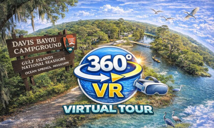 Bike Ride Through Davis bayou Campground | 360 VR, Ocean Springs, Mississippi