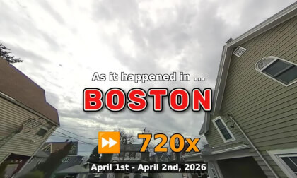 ⏩ Daily Time Lapse of the Boston Weather 180° 4k Sky Cam Stream April 1st - April 2nd 2026 (720x) [Beta]