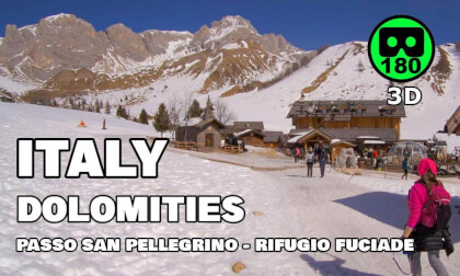 Dolomites VR 180 3D 🏔️ Scenic Walk Passo San Pellegrino to Rifugio Fuciade 08/03/26