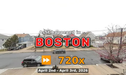 ⏩ Daily Time Lapse of the Boston Weather 180° 4k Street Cam Stream April 2nd - April 3rd 2026 (720x) [Beta]