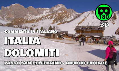 Dolomiti VR 180 3D 🏔️ Passeggiata Panoramica dal Passo San Pellegrino al Rifugio Fuciade 08/03/26