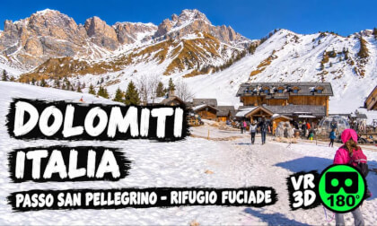 Dolomiti VR 180 3D 🏔️ Passeggiata Panoramica dal Passo San Pellegrino al Rifugio Fuciade 08/03/26
