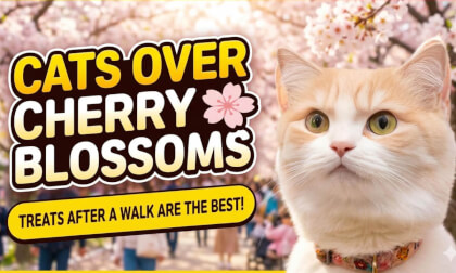 Cherry Blossom Cat Vlog | Cute Cat Walking & Eating Churu Treats 🌸🐈