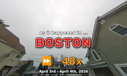 ⏩ Daily Time Lapse of the Boston Weather 180° 4k Sky Cam Stream April 3rd - April 4th 2026 (48x) [Beta]