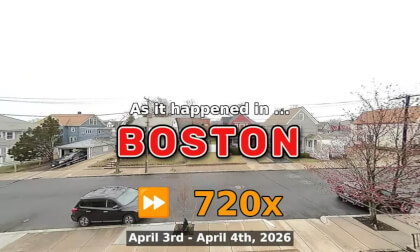 ⏩ Daily Time Lapse of the Boston Weather 180° 4k Street Cam Stream April 3rd - April 4th 2026 (720x) [Beta]