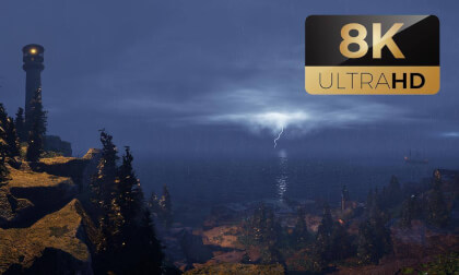 8K Stormy Lighthouse Island Ambience⚡Interior & Exterior | Ultra Realistic Coastal Night