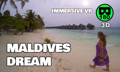 Maldives VR 180 3D 🌴 Kuredu Island Dream Walk | Beach, Overwater Villas & Tropical Rain.  July 2025