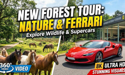 New Forest UK 360° VR : Wild Horses, Historic Lyndhurst & Italian Supercars!
