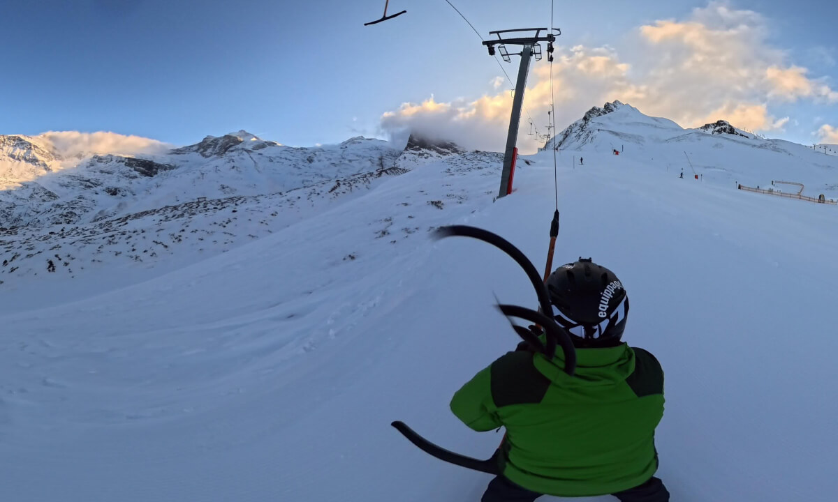 Ramsmoos T-Bar Talstation Hintertux Bergstation Zillertal Hintertuxer Gletscher Fun Slope ski to 4er Tuxerjoch at Sommerbergalm Austria