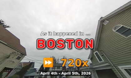 ⏩ Daily Time Lapse of the Boston Weather 180° 4k Sky Cam Stream April 4th - April 5th 2026 (720x) [Beta]