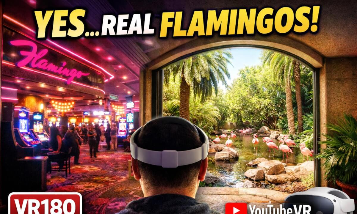 6K VR180 Flamingo Walk through virtual vegas