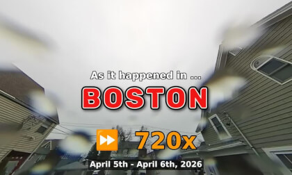 ⏩ Daily Time Lapse of the Boston Weather 180° 4k Sky Cam Stream April 5th - April 6th 2026 (720x) [Beta]