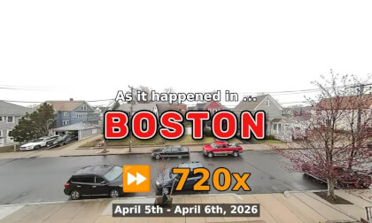⏩ Daily Time Lapse of the Boston Weather 180° 4k Street Cam Stream April 5th - April 6th 2026 (720x) [Beta]