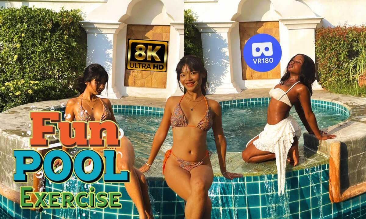 Pool Exercise with Lilly and Her Friend VR180 3D