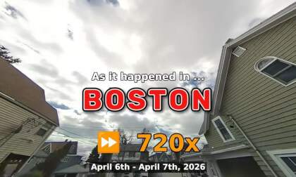 ⏩ Daily Time Lapse of the Boston Weather 180° 4k Sky Cam Stream April 6th - April 7th 2026 (720x) [Beta]