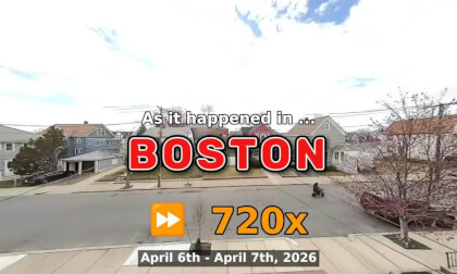 ⏩ Daily Time Lapse of the Boston Weather 180° 4k Street Cam Stream April 6th - April 7th 2026 (720x) [Beta]