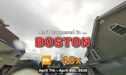 ⏩ Daily Time Lapse of the Boston Weather 180° 4k Sky Cam Stream April 7th - April 8th 2026 (48x) [Beta]