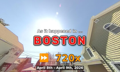 ⏩ Daily Time Lapse of the Boston Weather 180° 4k Sky Cam Stream April 8th - April 9th 2026 (720x) [Beta]