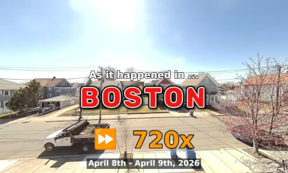⏩ Daily Time Lapse of the Boston Weather 180° 4k Street Cam Stream April 8th - April 9th 2026 (720x) [Beta]