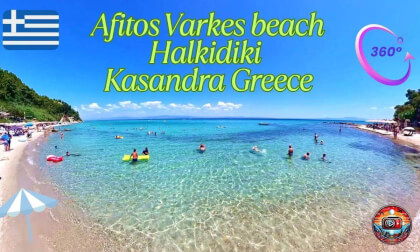 Afitos Άφυτος Varkes beach Halkidiki Kasandra Greece Full lenght 360 Virtual Tour 4k