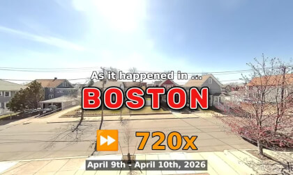 ⏩ Daily Time Lapse of the Boston Weather 180° 4k Street Cam Stream April 9th - April 10th 2026 (720x) [Beta]