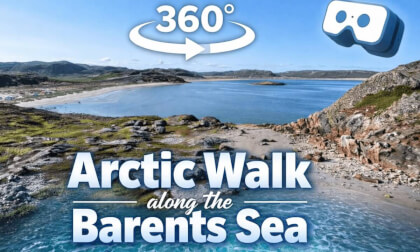 360° Arctic Walk: Beyond the Polar Circle along the Frozen Barents Sea (Teriberka) Идём за восхитительным видом на Баренцево море с сопки. Териберский залив в 360. Чудный летний день