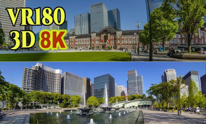 Tokyo Station Marunouchi Exit ~ Gyoko-dori Street ~ Wadakura Fountain Park in the season of fresh greenery in Tokyo , JAPAN