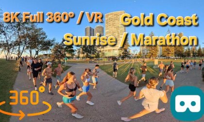 Sunrise & Marathon 🌅🏃‍♂️360° VR View ➡️ Surfers Paradise /Broadbeach /Main Beach 🌊 Coastline Crowd☀️