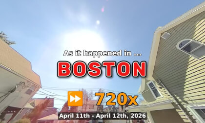 ⏩ Daily Time Lapse of the Boston Weather 180° 4k Sky Cam Stream April 11th - April 12th 2026 (720x) [Beta]