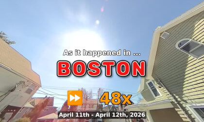 ⏩ Daily Time Lapse of the Boston Weather 180° 4k Sky Cam Stream April 11th - April 12th 2026 (48x) [Beta]