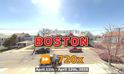 ⏩ Daily Time Lapse of the Boston Weather 180° 4k Street Cam Stream April 11th - April 12th 2026 (720x) [Beta]