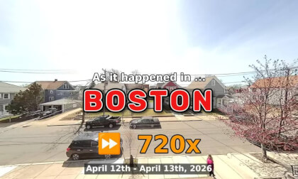 ⏩ Daily Time Lapse of the Boston Weather 180° 4k Street Cam Stream April 12th - April 13th 2026 (720x) [Beta]