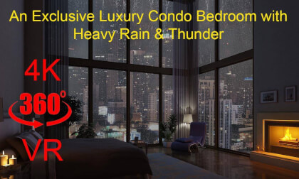 An Exclusive Luxury Condo Bedroom with Heavy Rain & Thunder