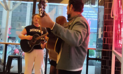 Band - The Lone Bellow performs a classic in nyc shop