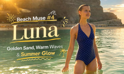Beach Muse #4 – Luna | Golden Sand, Warm Waves & Summer Glow