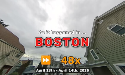 ⏩ Daily Time Lapse of the Boston Weather 180° 4k Sky Cam Stream April 13th - April 14th 2026 (48x) [Beta]