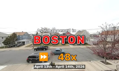 ⏩ Daily Time Lapse of the Boston Weather 180° 4k Street Cam Stream April 13th - April 14th 2026 (48x) [Beta]