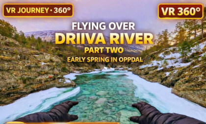 Flying Over Driiva River | Part 2 🌊 8K 360° VR Journey | Norway Early Spring