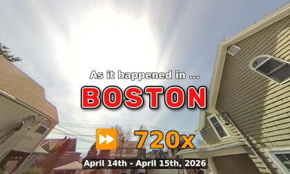 ⏩ Daily Time Lapse of the Boston Weather 180° 4k Sky Cam Stream April 14th - April 15th 2026 (720x) [Beta]