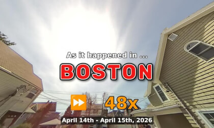 ⏩ Daily Time Lapse of the Boston Weather 180° 4k Sky Cam Stream April 14th - April 15th 2026 (48x) [Beta]