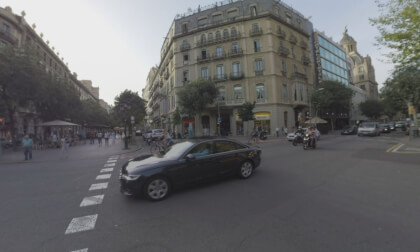 360 VR View to the streets of Barcelona, Spain