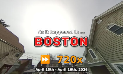 ⏩ Daily Time Lapse of the Boston Weather 180° 4k Sky Cam Stream April 15th - April 16th 2026 (720x) [Beta]