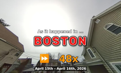 ⏩ Daily Time Lapse of the Boston Weather 180° 4k Sky Cam Stream April 15th - April 16th 2026 (48x) [Beta]