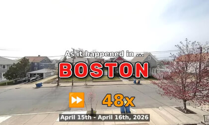 ⏩ Daily Time Lapse of the Boston Weather 180° 4k Street Cam Stream April 15th - April 16th 2026 (48x) [Beta]