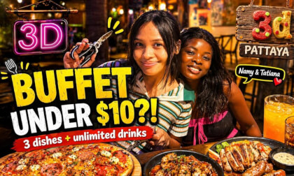 Under $10 Buffet in Pattaya? | Namy & Tatiana Try It 3D VR180
