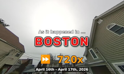 ⏩ Daily Time Lapse of the Boston Weather 180° 4k Sky Cam Stream April 16th - April 17th 2026 (720x) [Beta]