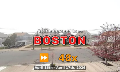 ⏩ Daily Time Lapse of the Boston Weather 180° 4k Street Cam Stream April 16th - April 17th 2026 (48x) [Beta]